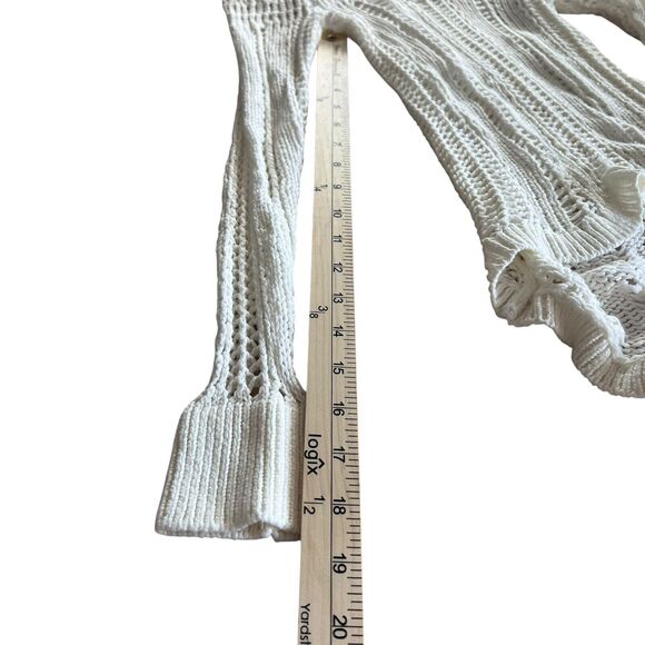 Billabong Designer Closet Open Knit Sweater Women Sz Small Cream Long Sleeve Net - Picture 9 of 11